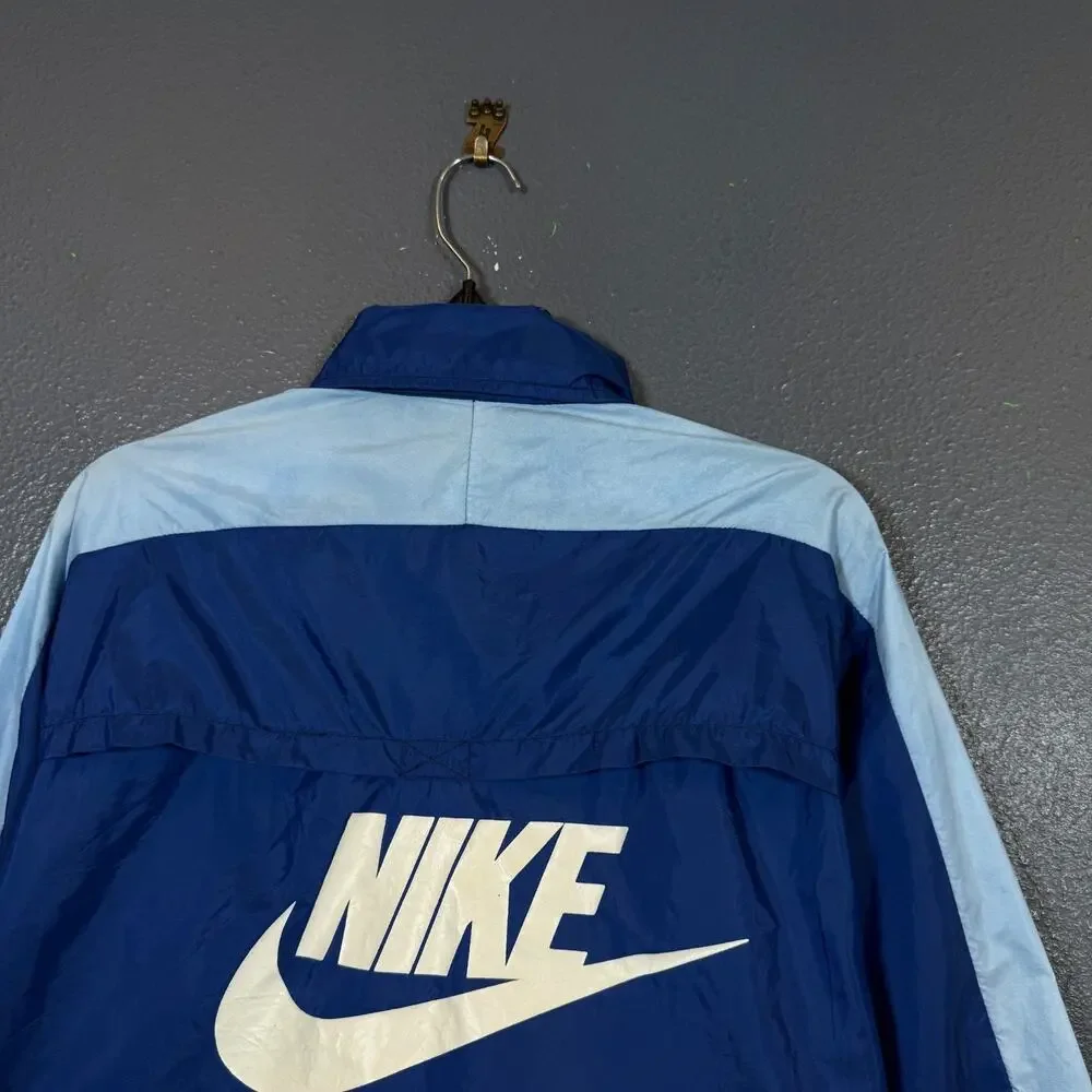 Nike S man blue light olympic jacket full zip sweatshirt big logo nylon vintage